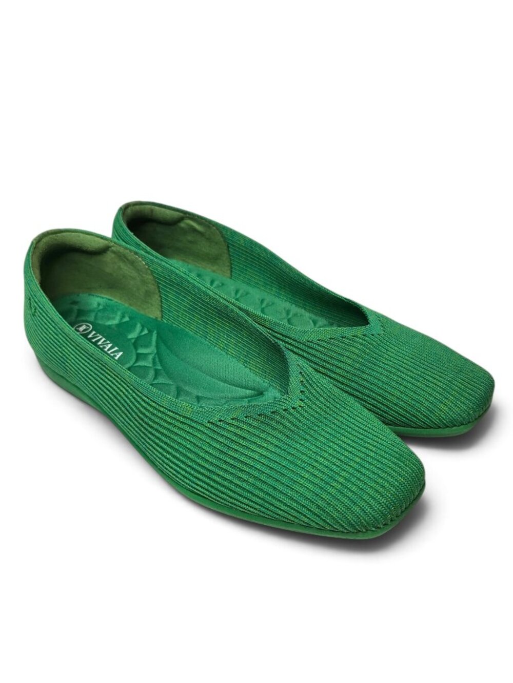Vivaia Margot 2.0 Square Toe Ballet Slippers Womens Kelly Green Flexible Comfy 8